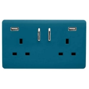 Trendi Switch 2 Gang 13Amp Double Socket and 2 USB Ports - O £14.95