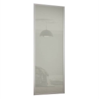 Homebase Aluminium & Glass Ellipse Sliding Wardrobe Door 1 Panel Arctic White Glass wit