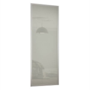 Homebase Aluminium & Glass Ellipse Sliding Wardrobe Door 1 Panel Arctic White Glass wit