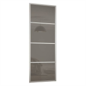Aluminium & Glass Ellipse Sliding Wardrobe Door 4 Panel Cappuccino Glass with
