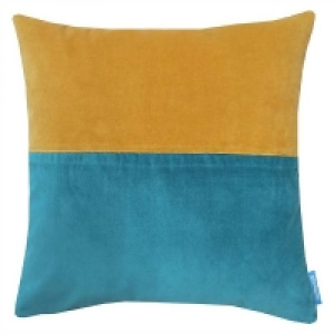 House Beautiful Velvet Panel Cushion - 48x48cm - Teal & Must £5.00