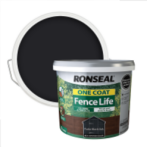 Water Based Ronseal One Coat Fence Life Paint Tudor Black Oak - 9L