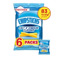 Iceland  Smiths Chipsticks Salt & Vinegar Multipack Snacks 6x17g