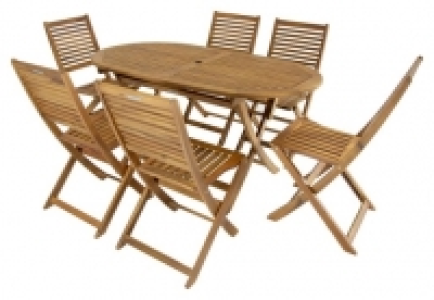 Charles Bentley FSC Acacia 6 Seater Wooden Oval Garden Dinin