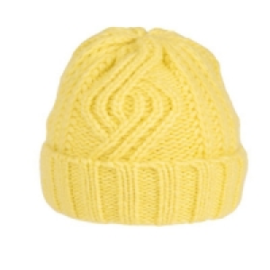 Ladies Chunky Knit Ski Hat One Size - Pink or Yellow £3.29