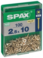 Wickes  Spax Pz Countersunk Yellox Screws - 2.5x10mm Pack Of 100