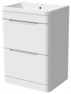 Wickes  Wickes Malmo Gloss White J Pull Freestanding Vanity Unit & B