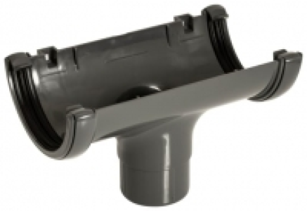 FloPlast 112mm Round Line Gutter Running Outlet - Anthracite