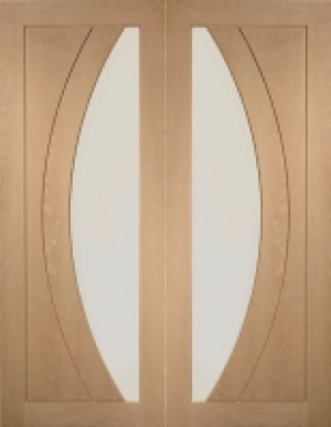 XL Joinery Salerno Glazed Oak Patterned Internal Door Pair -
