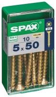 Wickes  Spax Pz Countersunk Zinc Yellow Screws - 5 X 50mm Pack Of 10