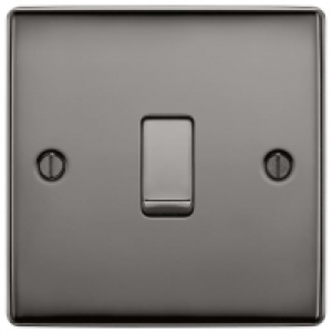 BG 10Ax Screwed Raised Plate Single Switch 2 Way - Black Nic