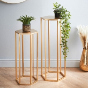 BMStores  Malvern Set of 2 Hexagon Tables - Gold