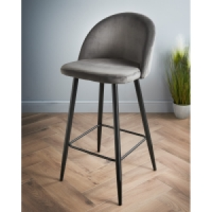 Moden Velvet Bar Stool - Grey
