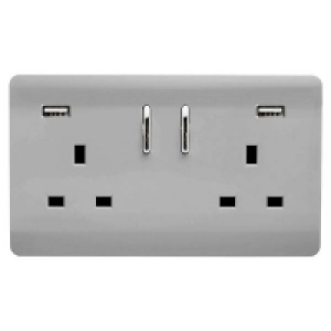 Trendi Switch 2 Gang 13Amp Double Socket and 2 USB Ports - S £14.95