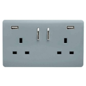 Trendi Switch 2 Gang 13Amp Double Socket and 2 USB Ports - C £14.95
