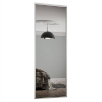 Homebase Steel & Glass Mirror Sliding Wardrobe Door with White Frame (W)762mm