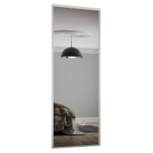 Steel & Glass Mirror Sliding Wardrobe Door with White Frame (W)762mm