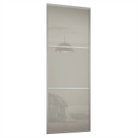 Homebase Steel & Glass Linear Sliding Wardrobe Door 3 Panel Artic White Glass with 
