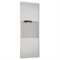 Homebase Steel, Glass & Mfc Linear Sliding Wardrobe Door 3 Panel White / Mirror with Whi