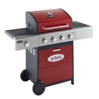 RobertDyas  Outback Meteor 4-Burner Hybrid Gas & Charcoal BBQ - Red