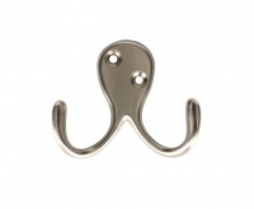 Wickes Two Prong Screwed Hook - Satin Nickel