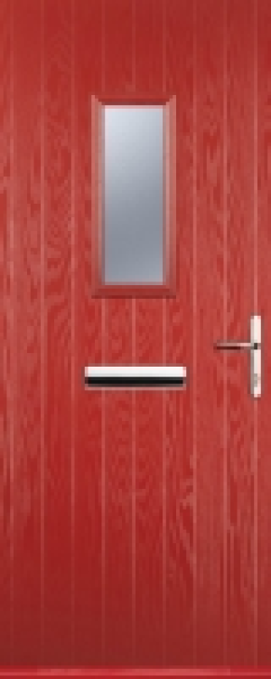 Wickes  Euramax 1 Square Left Hand Red Composite Door - 840 x 2100mm