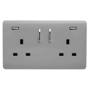 Trendi Switch 2 Gang 13Amp Double Socket and 2 USB Ports - L £14.95