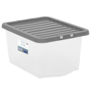 Clear Storage Box with Lid 30L - Grey