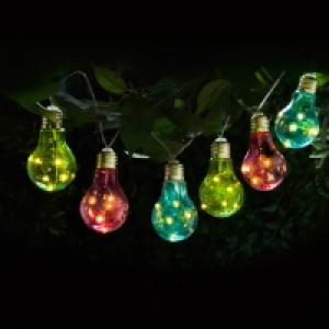Solar Powered 12 Coloured Light Bulb String Lights - Warm Wh