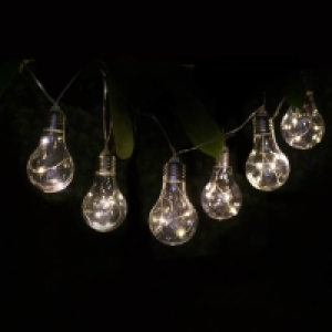 Solar Powered 12 Clear Light Bulb String Lights - Warm White