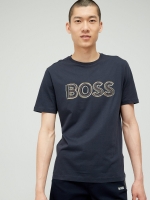 LittleWoods Boss Font 1 Large Logo T-Shirt - Dark Blue