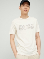 LittleWoods Boss Font 1 Large Logo T-Shirt - Off White