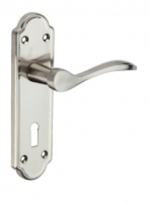 Wickes  Wickes Romano Locking Door Handle - Satin Nickel 1 Pair