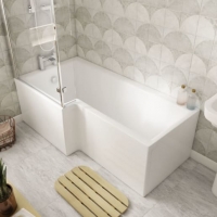 Wickes  Wickes Veroli L-Shaped Left Hand Shower Bath - 1500 x 850mm