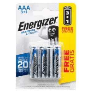 Energizer Ultimate Lithium AAA Batteries (Pack of 3 Plus 1 F £5.00
