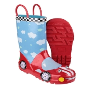 Cotswold Kids Puddle Welly Boots Red and Blue Racing Car Siz £8.00