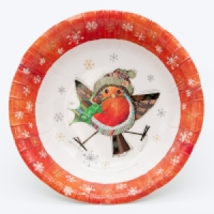Bug Art Christmas Robin Paper Bowls 7in Diameter (Pack of 10 £2.00