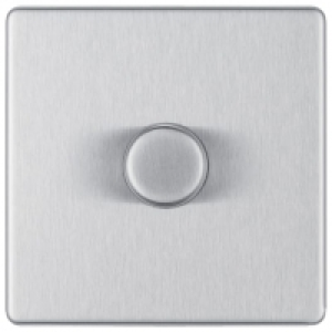 BG Screwless Flatplate Brushed Steel 400W Single Dimmer Swit