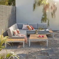 Homebase Yes Spirit Grey Metal Garden Corner Sofa Set