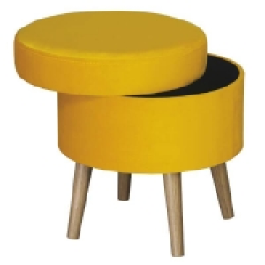 Self Assembly Required Round Storage Stool Velvet - Ochre
