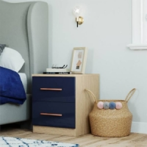 Self Assembly Required Fitted Bedroom Slab Bedside Chest - Navy Blue