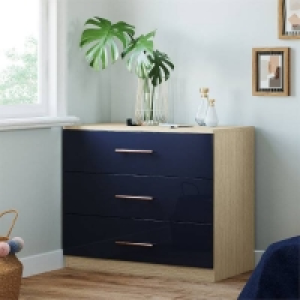 Self Assembly Required Fitted Bedroom Slab 3 Drawer Chest - Navy Blue