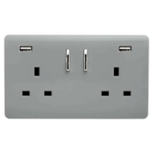Trendi Switch 2 Gang 13Amp Double Socket and 2 USB Ports - S £14.95