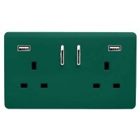 Homebase Plastic Trendi Switch 2 Gang 13Amp Double Socket and 2 USB Ports - D