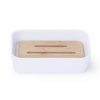 Homebase Abs Plastic, Bamboo Home Design Bambu Soap Dish - White
