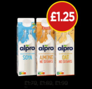 Alpro Soya Milk Original, Almond Milk Unsweetened, Oat Milk