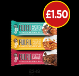 Fulfil Chocolate & Salted Caramel Bar, Peanut & Caramel Bar,