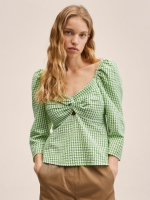 LittleWoods Mango Gingham Knot Front Blouse