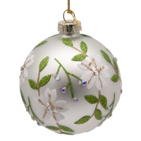 Partridges Premier Decorations Premier Single Green Silver Christmas Tree Bauble with Jewel