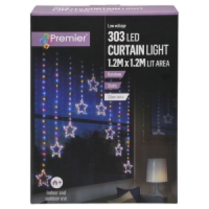 Partridges Premier Decorations Premier 303 LED Christmas Curtain Light, Stars, 1.2M x 1.2M 